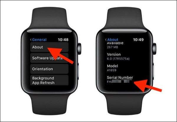 Xem số Serial của Apple Watch