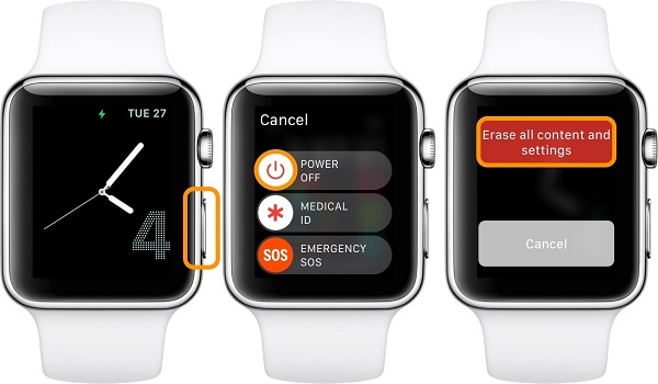 Reset đồng hồ Apple Watch sử dụng phím cứng